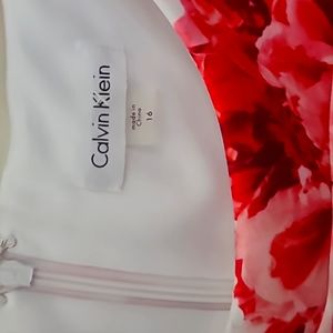 Calvin Klein dress size 16 - pink and white with flower print